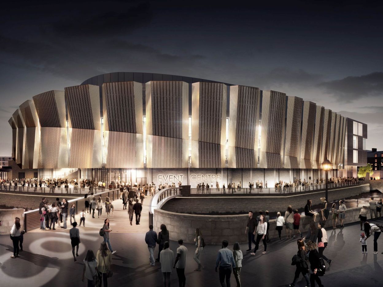 In the urban history of cities and their rivers, u shaped meanders always attracted core civic development. The placement of a new civic building, in the form of an arena, addressing the 90 degree River Lee meander, is a natural step within the Brewery Quarter masterplan.