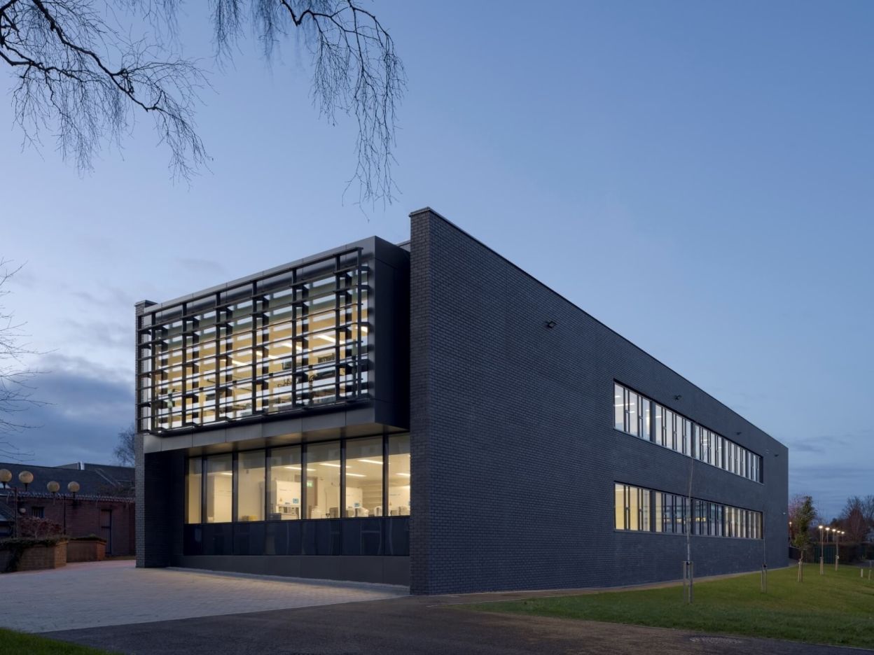 A STEM building at Dundalk Institute of Technology with teaching and research laboratories for cell culture, agriculture, chemistry and pharmaceutical study.