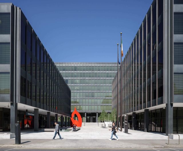 This complex of three office buildings on Baggot Street is a Dublin Landmark, rightly lauded for an elegant transition from Georgian Dublin to taller development and for its confident, international flair.